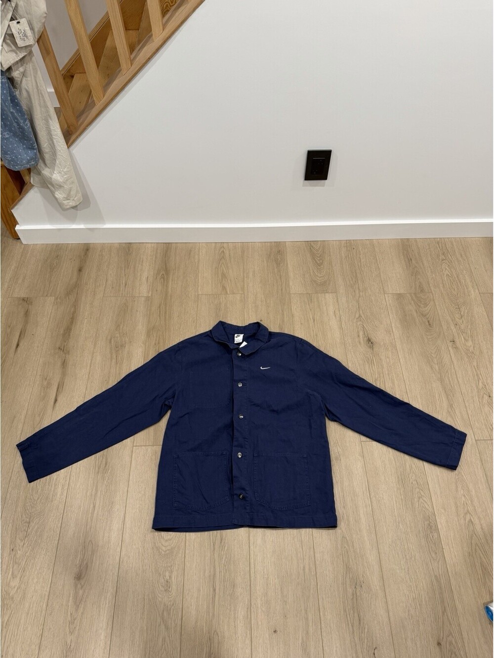 NWT NIKE Life Men's M Unlined Chore Canvas Jacket Coat Navy Blue DQ5184-410